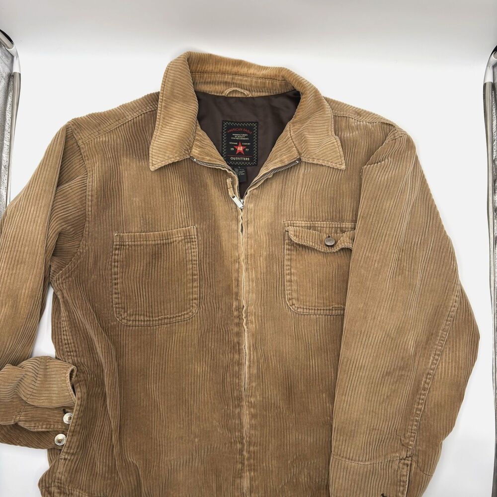 American Eagle Y2K Corduroy Workwear Jacket Men’s L Brown Grunge Utility